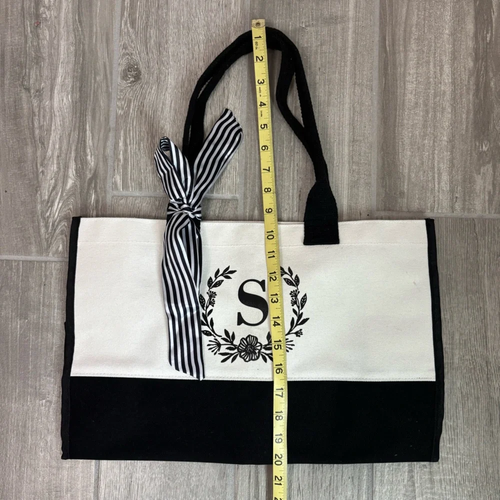 NWOT Black and White Tote Bag with S Monogram